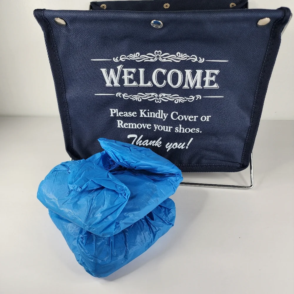 Foldable Fabric Storage Box for Disposable Shoe Covers or Booties.